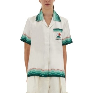 카사블랑카 화이트 그린 칼라 반팔 셔츠 WPF25 SH 200 05MONTAGNEOND_이미지