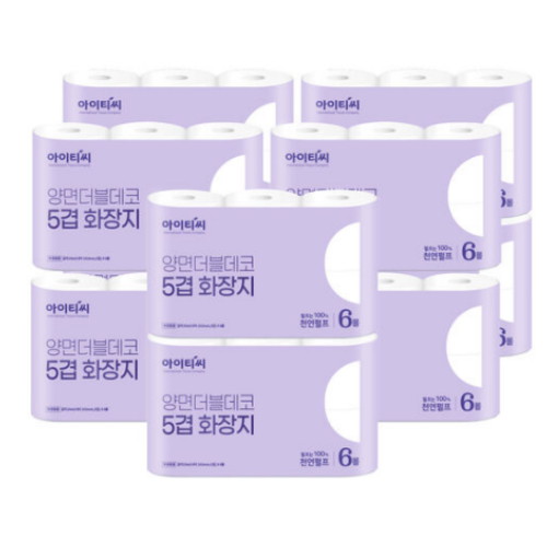  아이티씨 양면더블데코 5겹 화장지 20m (6롤) [10팩]