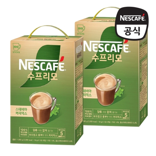 네슬레 네스카페 수프리모 스테비아 커피믹스 100개입 (2개)