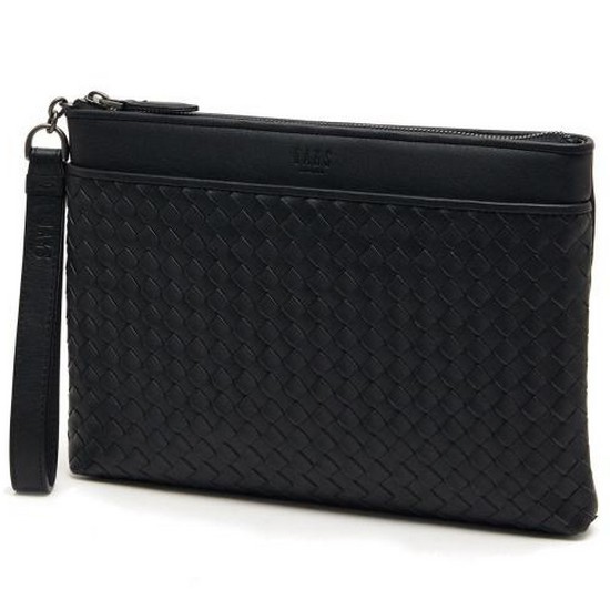  닥스 블랙 핸드크래프트 메쉬M 소가죽 클러치백_DBBA3F725