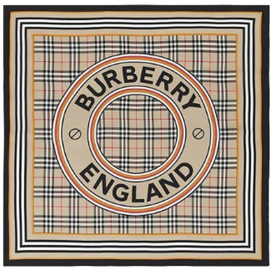 버버리 몽타주 프린트 실크 스퀘어 스카프 8053182