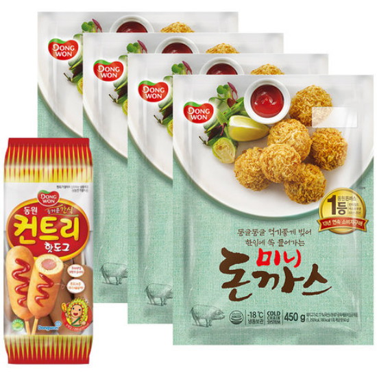 동원F&B 미니돈까스 450g x 4개+미니핫도그 250g이미지입니다. 누르면 해당 게시물로 새창이동합니다.