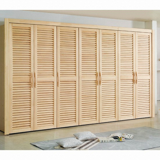 까미엘 자연주의 편백나무 갤러리 옷장세트 선반형 (355cm)