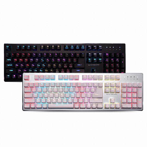 스카이디지탈 NKEYBOARD NKEY R5 RGB PBT 기계식 게이밍 키보드 (실버, 청축)_이미지