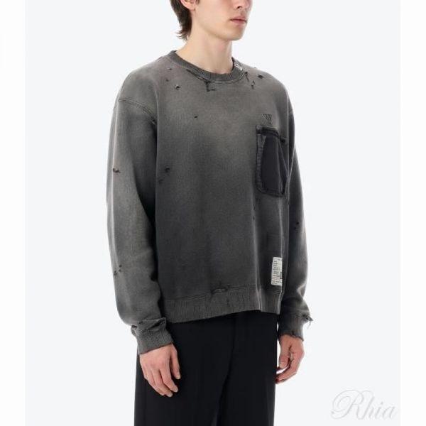 메종 미하라 야스히로 썬 페이드 Like 스웨트셔츠 J16PO722 블랙 선_이미지