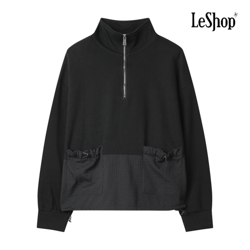 지퍼 하이넥 와플 반반 티셔츠 BP9TS002A