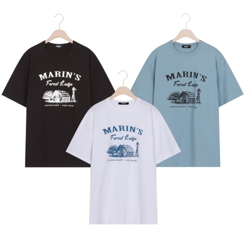 국산 여성 라운드넥 마린 캐주얼 반팔 티셔츠 ODA-WSH-20293-블랙