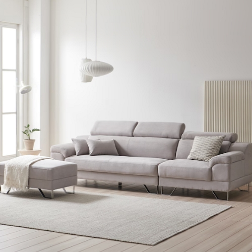 바로방가구  뮤스티 아쿠아텍스 패브릭 소파 4인용 (스툴포함)