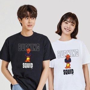 키밍 불타는 오징어 남자박스티반팔 오버핏반팔티 W69FC9B