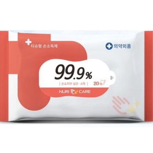 누리케어 ㅤ99.9% 항균 손소독 물티슈 리필형 20매 (1팩)_이미지