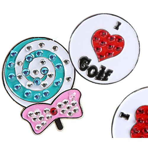 사탕모양+하트모양 디자인 골프 큐빅 볼마커