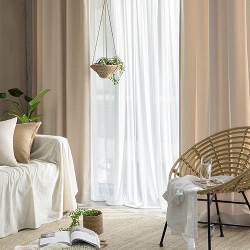 데코뷰 내츄럴 베이지 린넨스타일 암막커튼 (1장, 중형, 150x230cm)_이미지