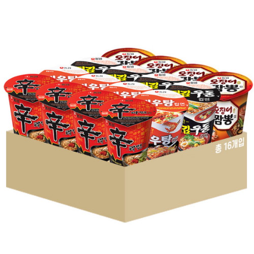 농심 신라면컵6개 + 튀김우동컵6개 + 새우탕컵6개 + 오징어짬뽕컵6개 (1개)