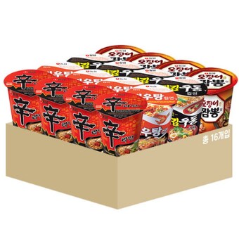 농심 <b>신라면</b>컵6개 + 튀김우동컵6개 + 새우탕컵6개 + 오징어짬뽕컵6개