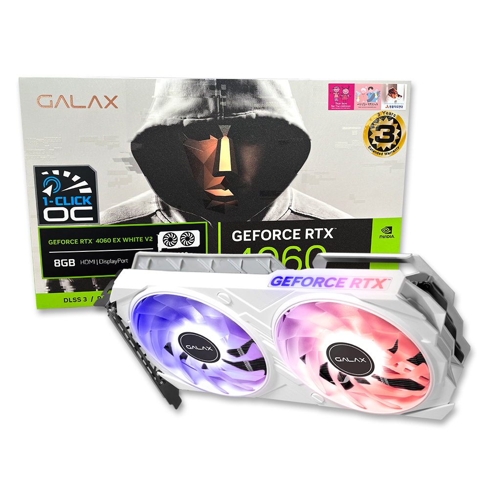 갤럭시 GALAX 지포스 RTX 4060 EX WHITE OC V2 D6 8GB_이미지
