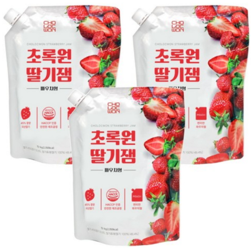 초록원 딸기잼 파우치형 1kg (3개)_이미지