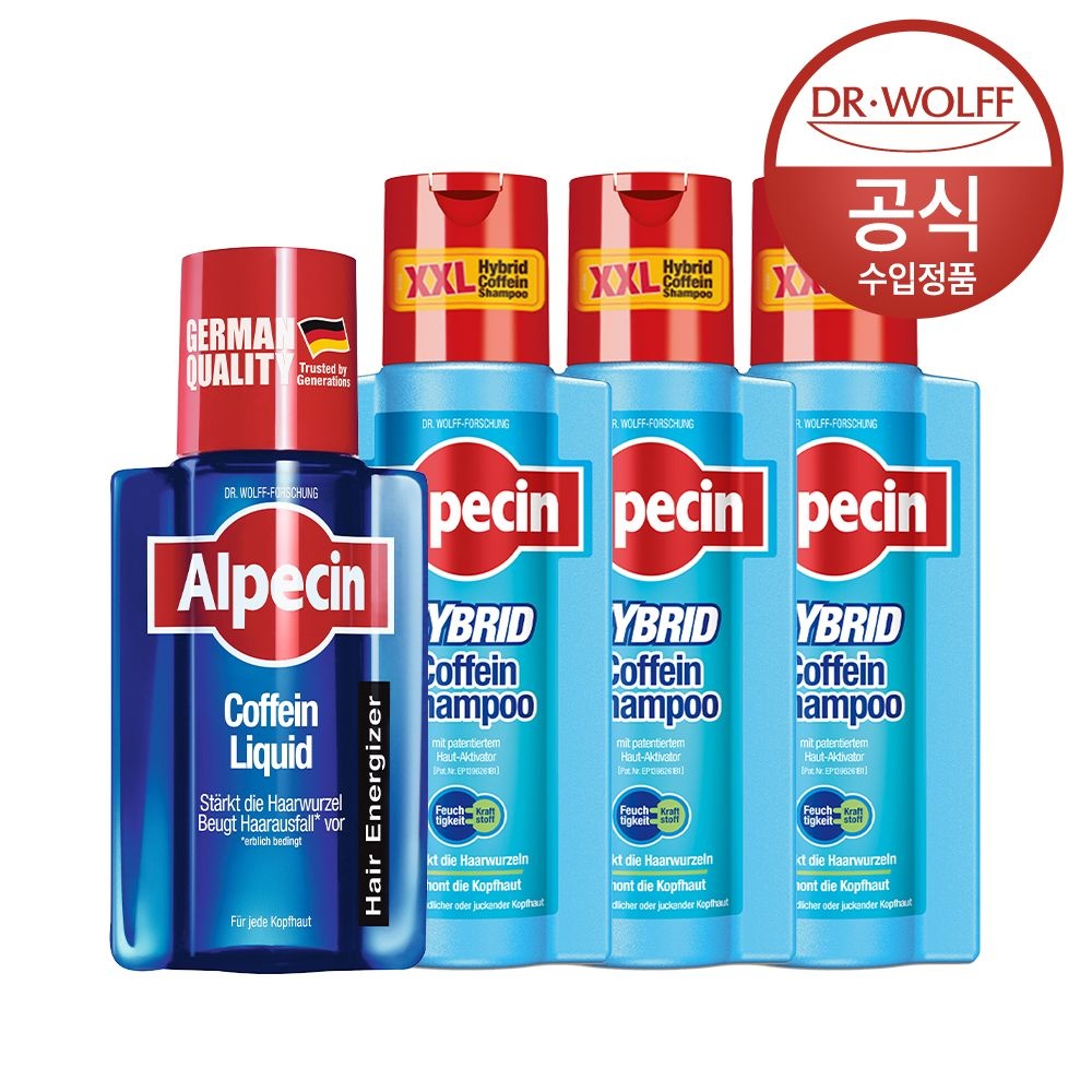 하이브리드 샴푸 375ml 3개+카페인 리퀴드 200ml 4종세트