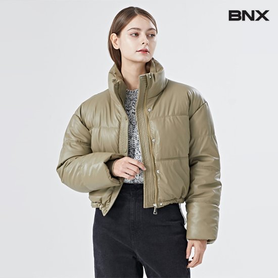 BNX 하이넥 투포켓 레더 숏 패딩 점퍼 BV4JP009L0_이미지