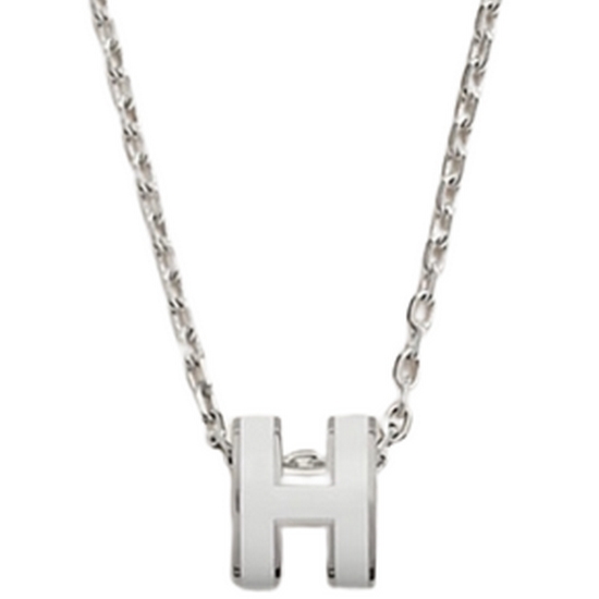 에르메스 미니 팝아슈 목걸이 팔라듐 하드웨어 & 블랑 H147992FP49