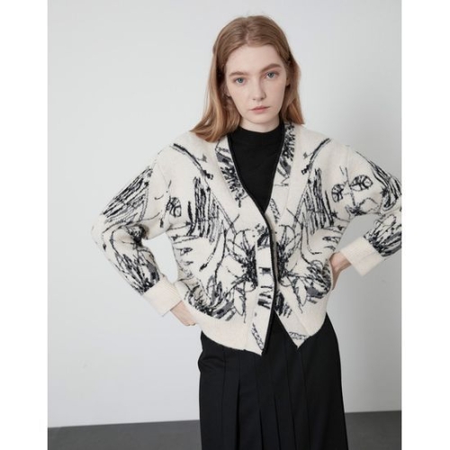 올리비아로렌 자카드 니트 가디건_VOCBCYW9351_이미지