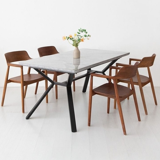 마켓비 라네트 J형 세라믹 확장형 식탁 1600 (ROMANCO의자4개)