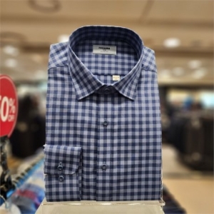 레노마 SH04 고퀄리티 면혼방 CVC 멜란 깅엄 헤링본 체크 슬림핏 셔츠 RMFSLP-140-BU_이미지