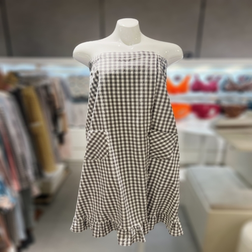 바바라앤코 바바라 그레이 체크 지지미면 반팔 샤워가운_AGW4990S