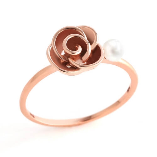 비앤비골드 14K 볼륨 플라워 장미 진주 탄생화 반지 NPR31821