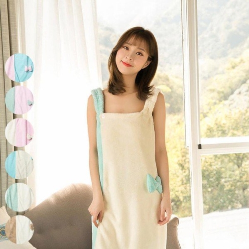 시드마켓 투톤나시리본랩샤워가운 405R059S 빅사이즈 여성의류_이미지