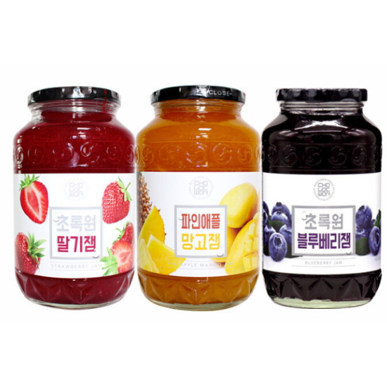 초록원 블루베리잼 1kg+딸기잼 1kg+파인애플 망고잼 1kg (1개)_이미지
