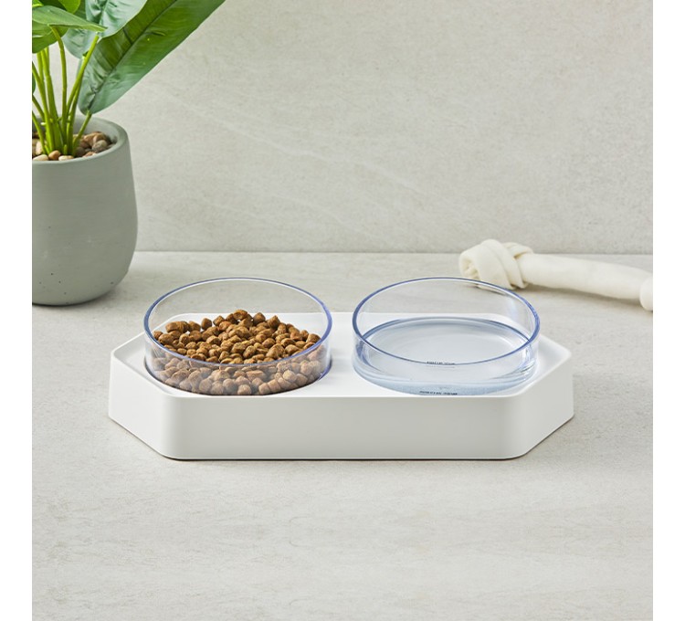 [불명] 어바웃펫 육각 더블식기 화이트