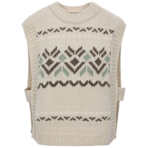 써스데이아일랜드 기하학 패턴 베스트 T228MVT232W