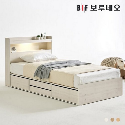 BIF보루네오 리즈Po 4서랍 수납 LED침대 SS (유로탑본넬)_이미지
