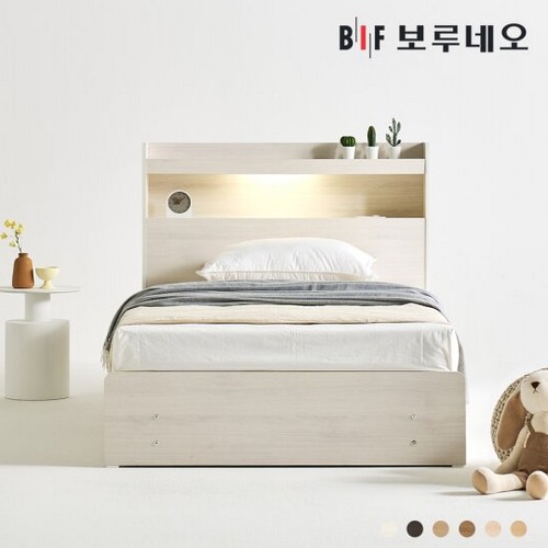 BIF보루네오 리즈Po 4서랍 수납 LED침대 SS (유로탑본넬)_이미지