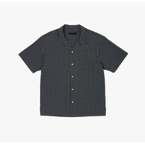 플랙진 남성 체크 오픈 카라 반팔 셔츠 PWTI2SSL13M