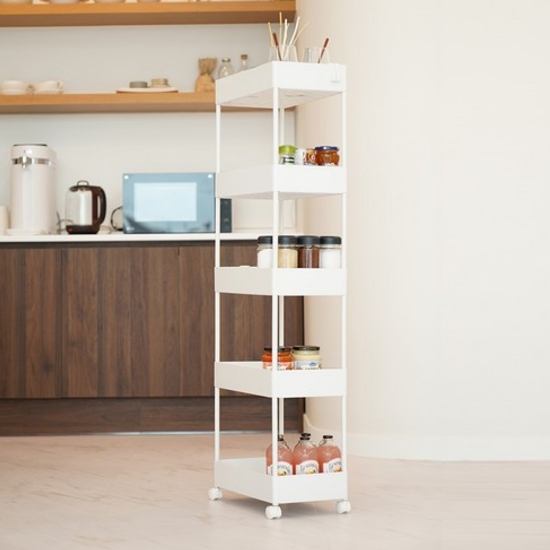 가쯔 틈새 선반 5단 이동식 트롤리_이미지