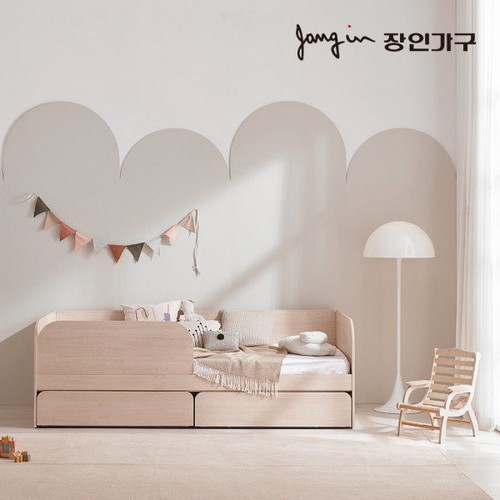 장인가구 뉴피터 저상형 슬라이딩 수납형 침대 S+안전가드 (매트별도)_이미지