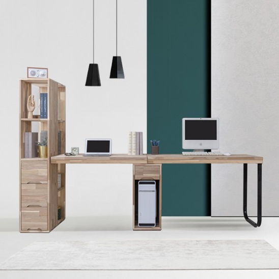 더젠 비쥬 아카시아원목 트윈 책상 세트4 (2200x600)_이미지