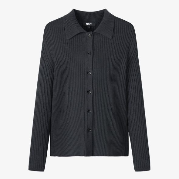 DKNY 립드 슬림 칼라 가디건 다크그레이 DW2G1KCD101LDG
