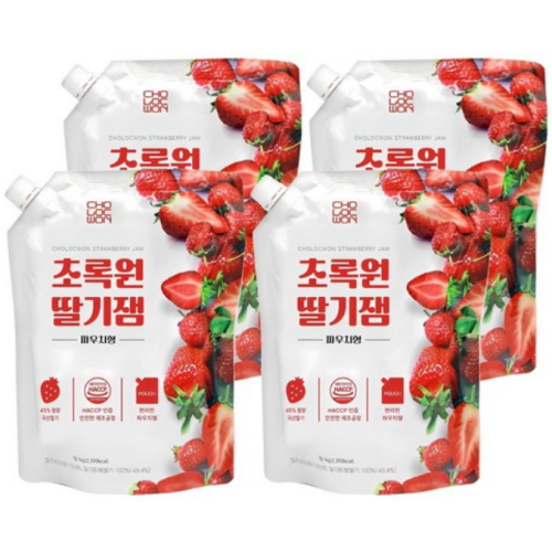 초록원 딸기잼 파우치형 1kg (4개)_이미지