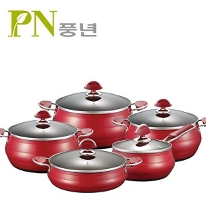 PN풍년 포시아레드 냄비 5종 (편수16+양수18,20,24+전골24+곰솥28)_이미지