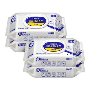 깨끗한나라 도톰촉촉 물걸레 청소포 캡형 대형 25매 (4개(100매))_이미지