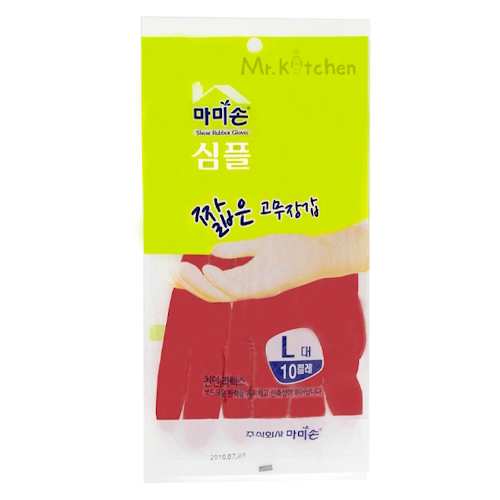 마미손  심플 짧은 고무장갑 레드 (대)[10켤레]