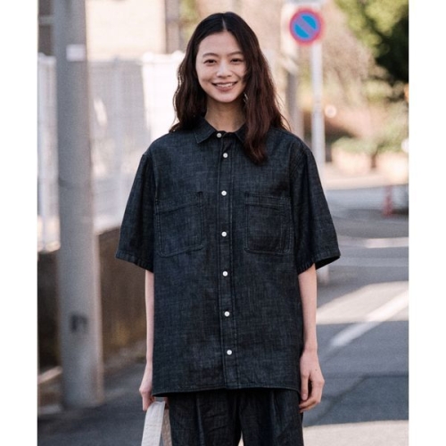 DIEMS 오버핏 워싱 데님 셔츠_차콜 그레이 오버핏 _LDSWB02OSC_이미지