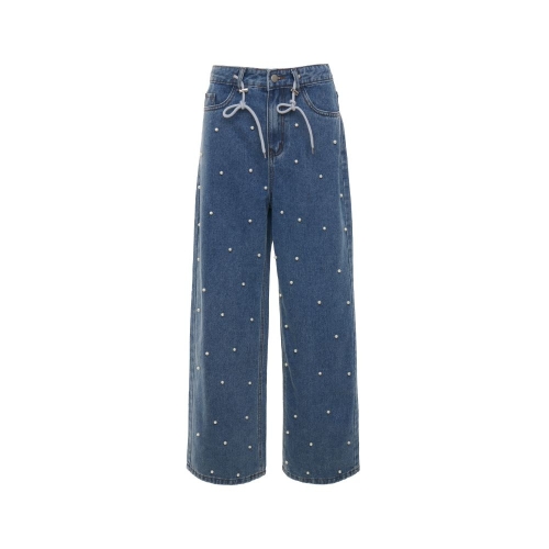 사틴 진주 데님 팬츠 S252C481_이미지