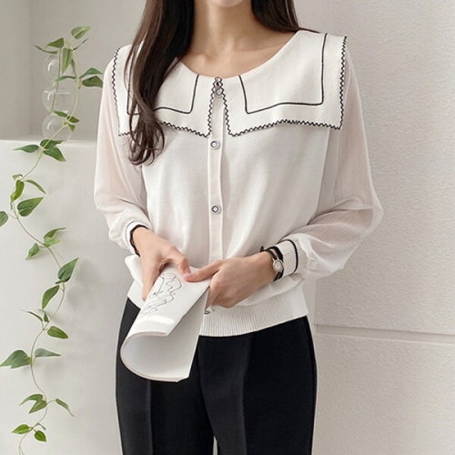 모리스커밍홈 스퀘어 세라카라 시스루 소매 니트_M2602KN627A_이미지