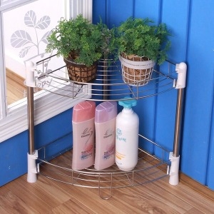 리빙나이스 스텐레스 와이어 코너선반 2단