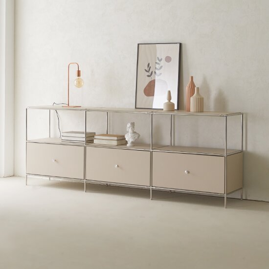 이노센트 스틸라 미드센츄리 모듈 선반형 높은 거실장 2000