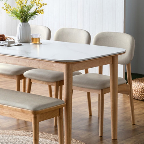 레이디가구 데이지 통세라믹 식탁 1800 (의자3개+벤치1개)_이미지