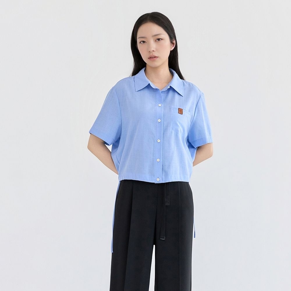 라인 어디션 카라넥 솔리드 블라우스 NVBLPF99
